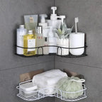 Montado na parede do banheiro prateleira de canto armazenamento ferro chuveiro dreno cesta cosméticos rack shampoo titular organizador do banheiro prateleiras parede