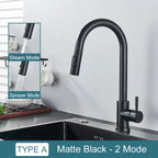 Torneira de Cozinha Black Matte 2 Modos de Controle
