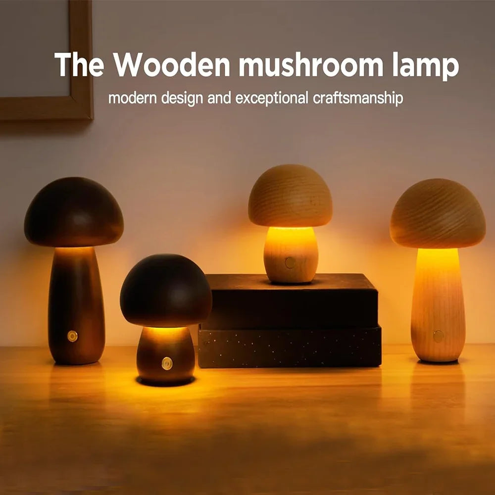 Cogumelo candeeiro de mesa recarregável toque portátil quarto cabeceira luz da noite bonito pequeno regulável lâmpada para decoração casa