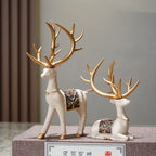 2 pçs/set resina veado estatueta elk estátua rena bonito veado escultura natal casa desktop painel do carro decoração artesanato presente