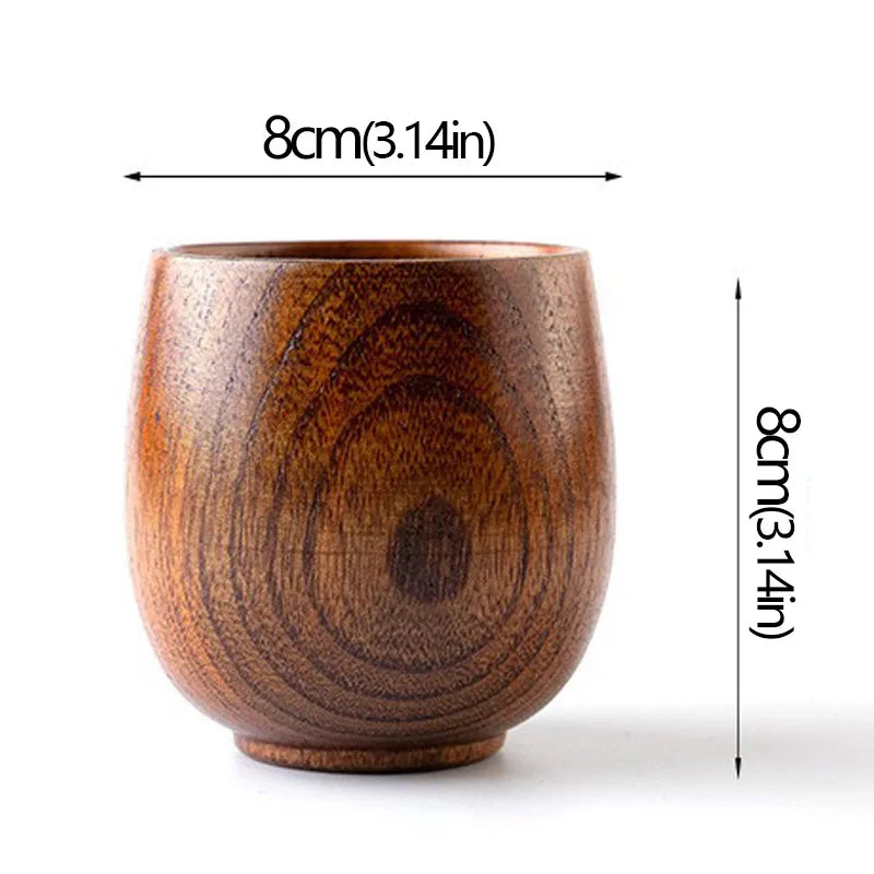 Copos retrô de madeira natural com barriga grande, estilo japonês, copo de água e leite, café, cerveja, chá, artesanal, natural, cozinha, bar, copos