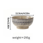Conjunto de 2/4 Tigelas de Cerâmica Espessas de 4,5 Polegadas - Tigelas para Salada/Arroz/Sobremesa/Sopa/Macarrão, Design em Cores Subesmaltadas, Seguras para Micro-ondas