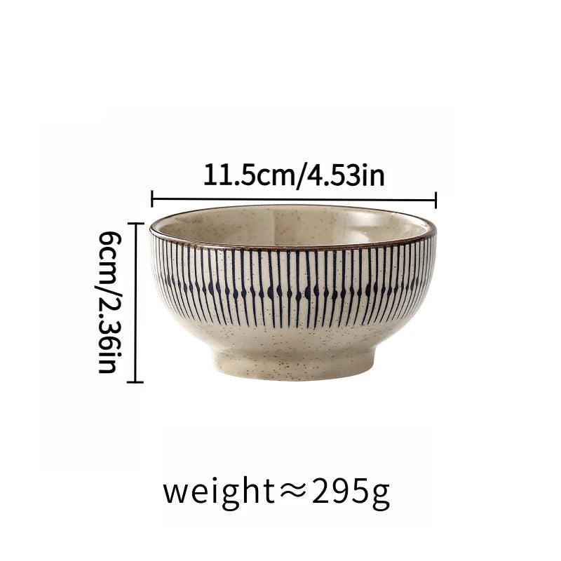 Conjunto de 2/4 Tigelas de Cerâmica Espessas de 4,5 Polegadas - Tigelas para Salada/Arroz/Sobremesa/Sopa/Macarrão, Design em Cores Subesmaltadas, Seguras para Micro-ondas