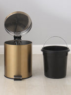 Moderno 5l de aço inoxidável champanhe silencioso hotel banheiro lixo e cozinha casa metal poubage pode pé ouro