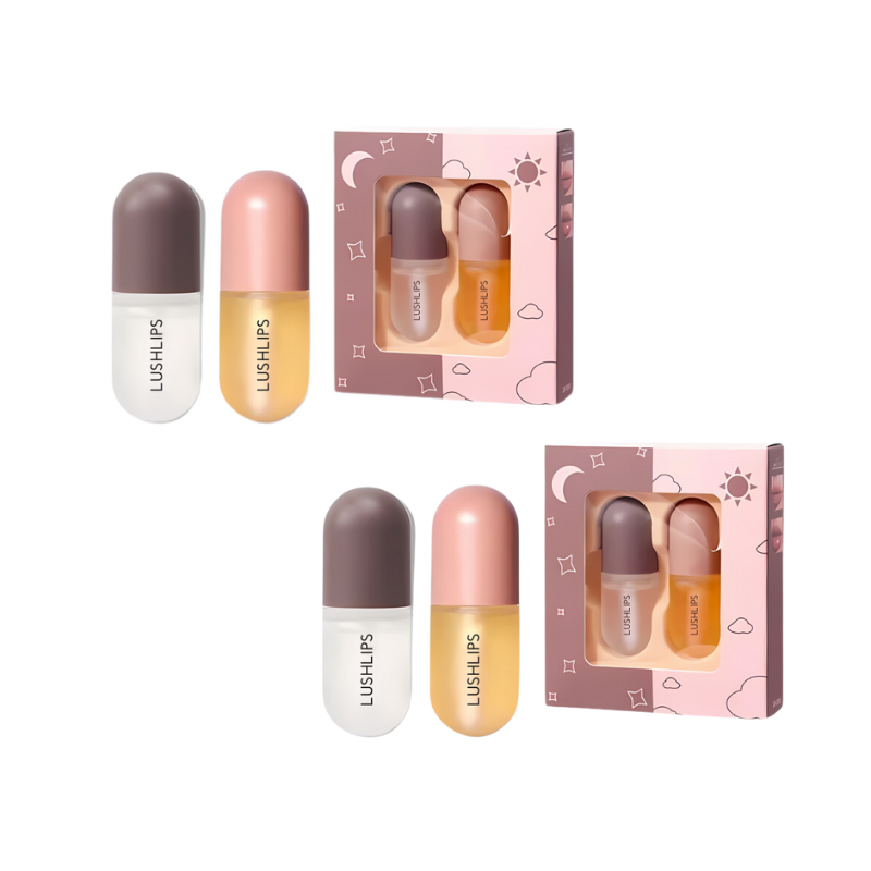 LushLips™ - Lippen-Volumen-Set | Verleiht den Lippen sofortiges Volumen um 30% in 15 Minuten (Tag + Nacht Paket)